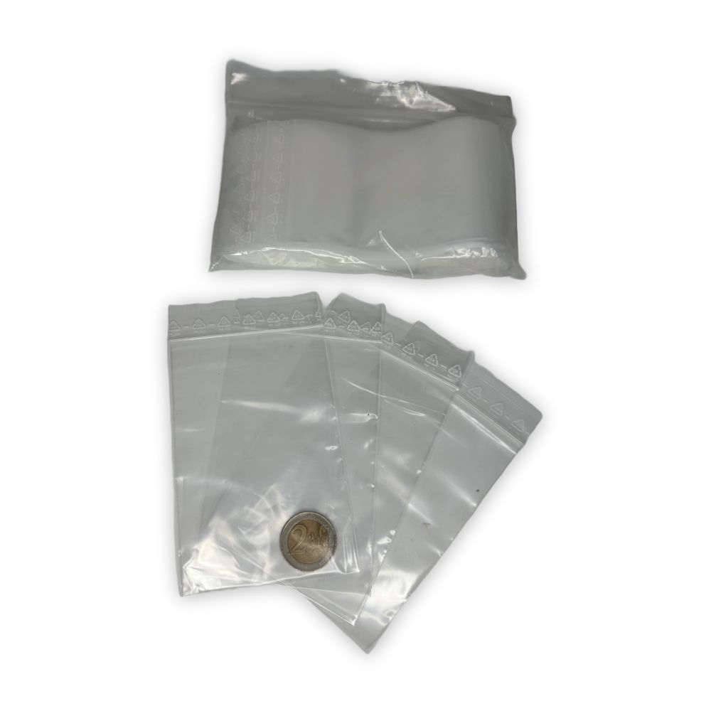 Druckverschlussbeutel 50µ - 80 x 120mm Box/10